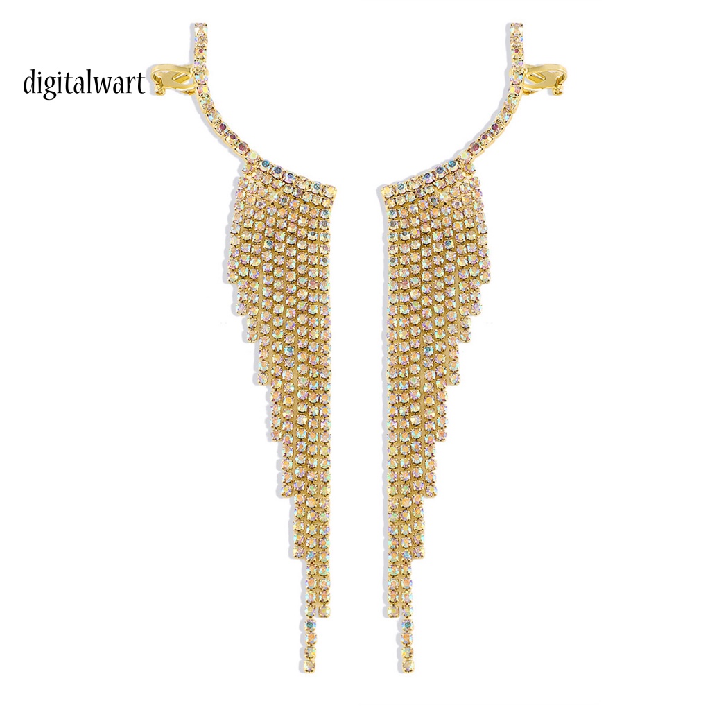 Kỹ Thuật Số| 1 Đôi Bông Tai Tua Rua Dáng Dài Đính Đá Thời Trang Dự Tiệc