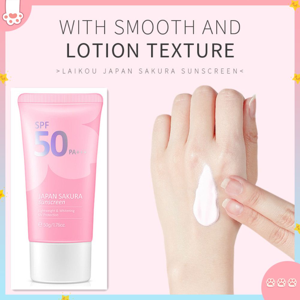 [Còn Hàng] LAIKOU Kem Chống Nắng Sakura Kem Bảo Vệ Chống Nắng Cho Mặt Kem Dưỡng Da Cách Ly Dạng Gel Spf50 Kem Dưỡng Ẩm Làm Sáng Da Mặt Tẩy Trắng