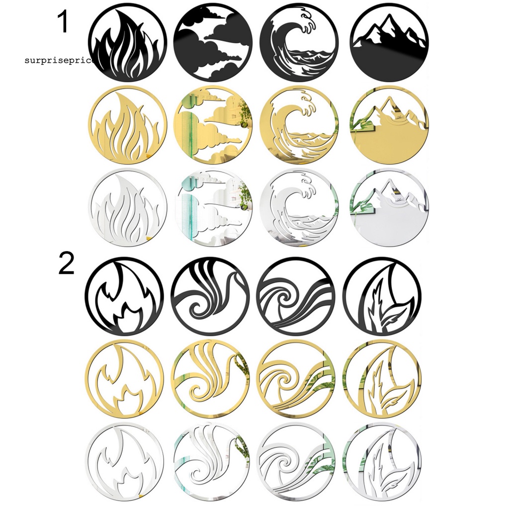 Bộ 4 Miếng Dán Tường Bằng Acrylic Tráng Gương 3D Có Thể Tháo Gỡ Dùng Trang Trí Nhà Cửa