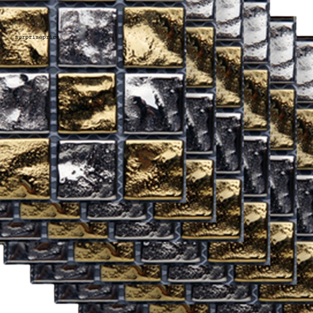 Set 10 Miếng Dán Tường / Sàn 3D Bằng PVC Chống Nước Dễ Lau Chùi DIY