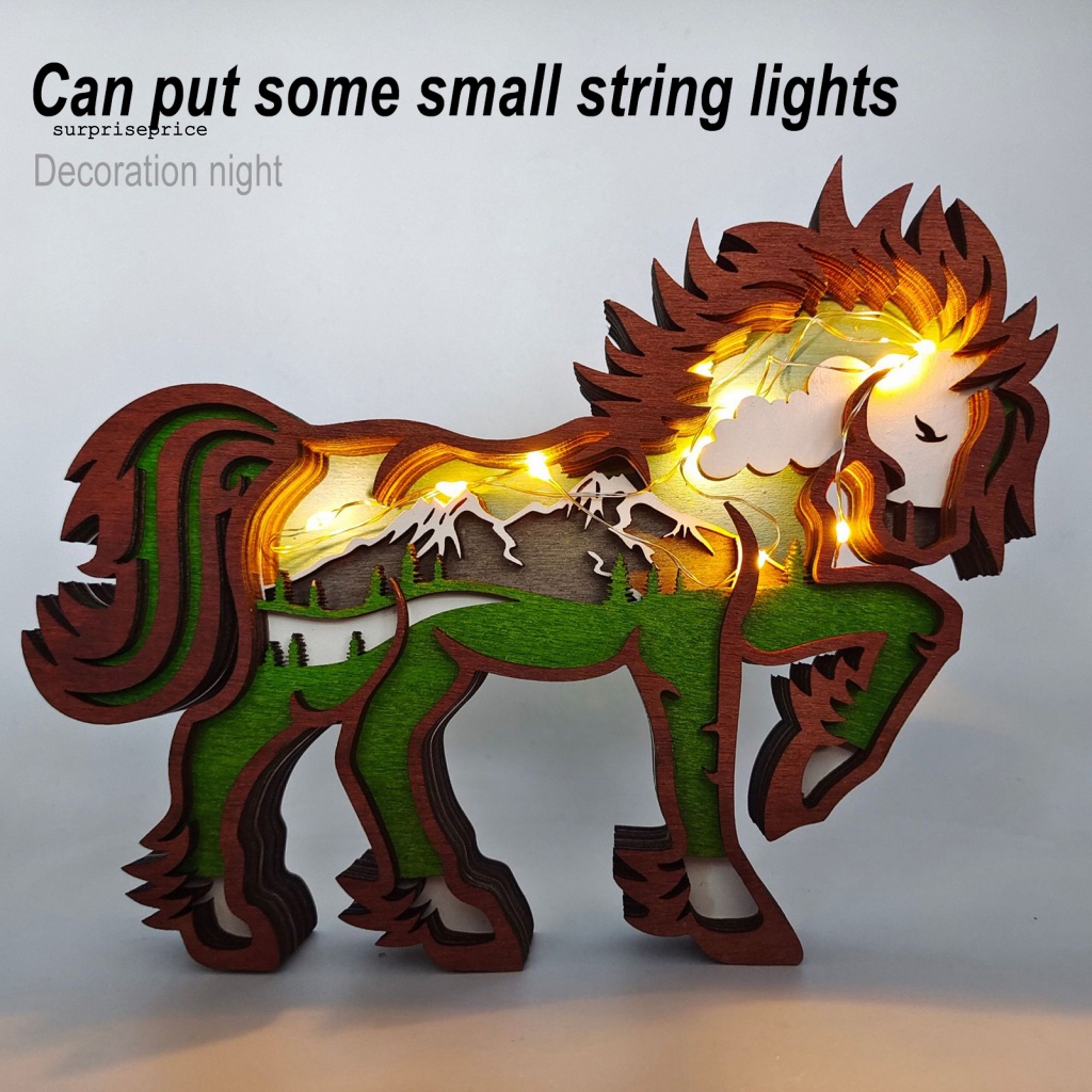 Phụ Kiện Trang Trí Giáng Sinh Hình Ngựa Bằng Gỗ Rỗng Chạm Khắc Rỗng