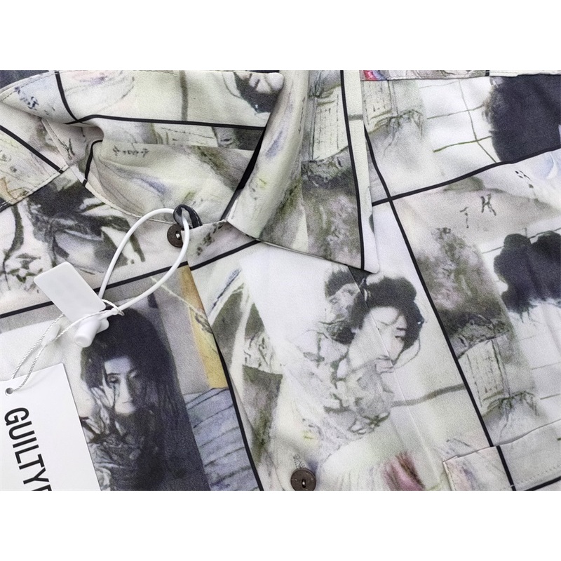 Wa-cko8 MA-RIA8- Geisha Áo Sơ Mi In Mực Vẽ Araki Seiyoshi Hawaii Cổ Điển Thời Trang Cho Nam Và Nữ