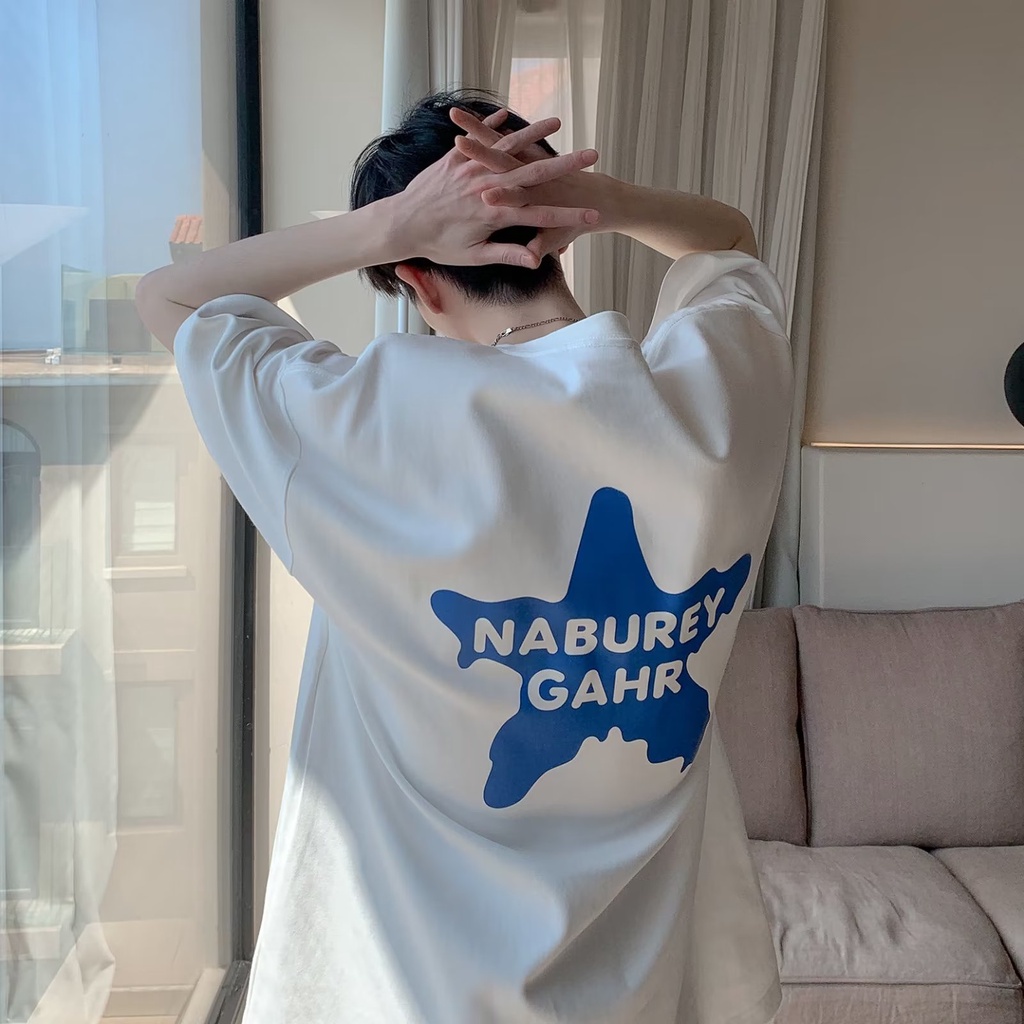 Áo Thun Tay Ngắn Cổ Tròn In Hình Ngôi Sao Năm Cánh Phong Cách hip hop Hàn Quốc Thời Trang Mùa Hè Cho Nam