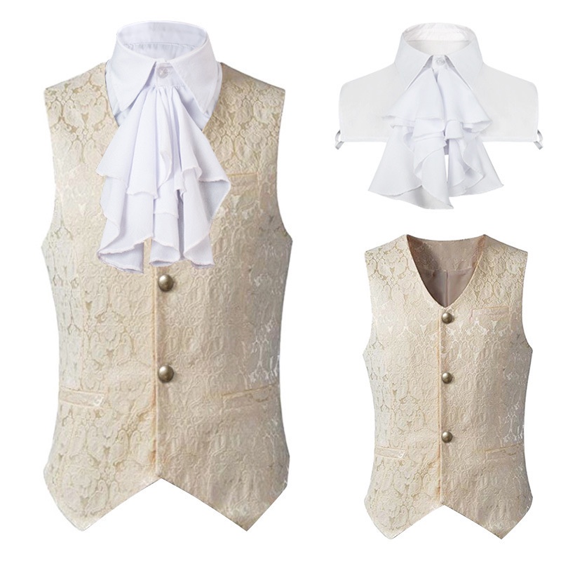 Áo Vest Hóa Trang Trung Cổ Kèm Cà Vạt Jabot Phong Cách Gothic Cho Nam