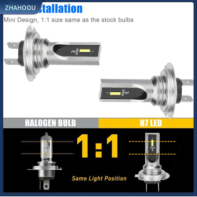 ☃Phụ Kiện Trang Trí Nhà Cửa Độc Đáo Sáng Tạo☃ 2 Bóng Đèn Pha H7 80w 6000k DC12-24V 360 Độ Cho Xe Hơi