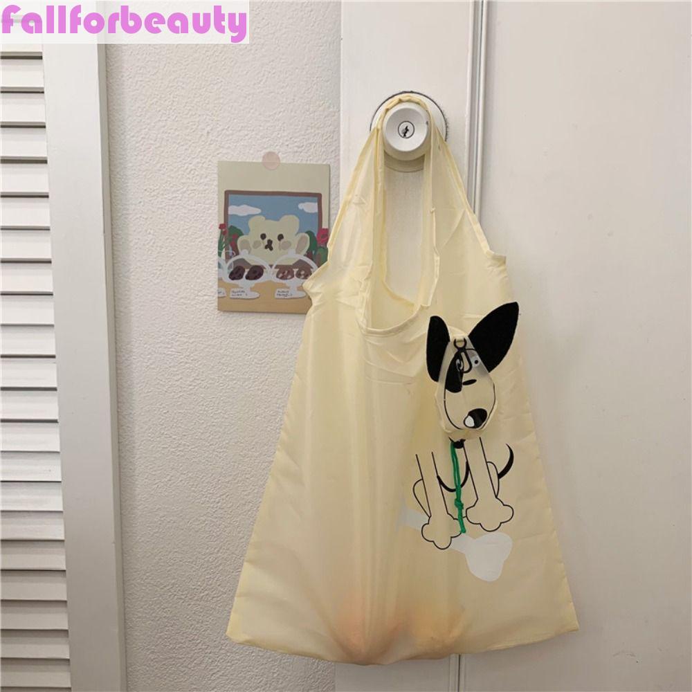 Fallforbeauty Túi Xách Nylon Chống Thấm Nước Thân Thiện Với Môi Trường In Họa Tiết Hoạt Hình Cún Cưng Kèm