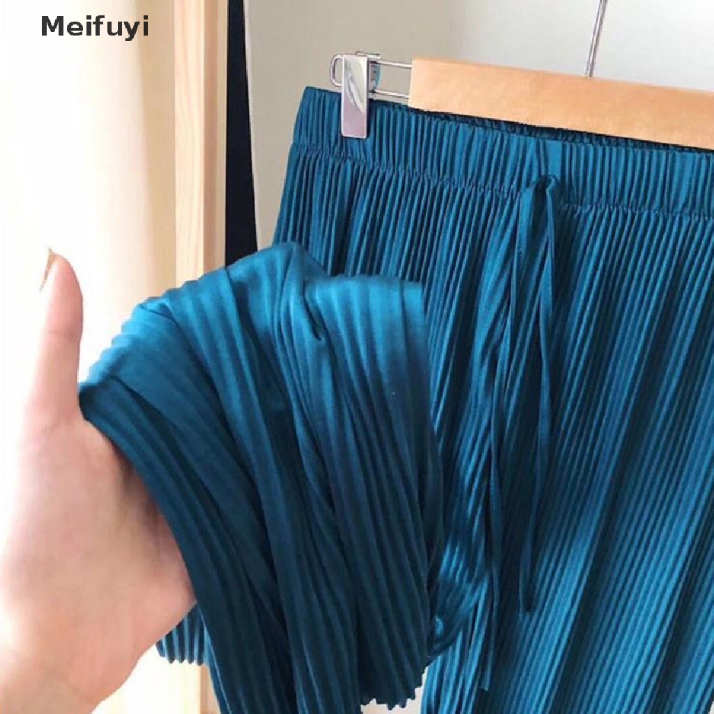 Quần Dài Ống Rộng Lưng Cao Co Giãn Màu Trơn Thời Trang