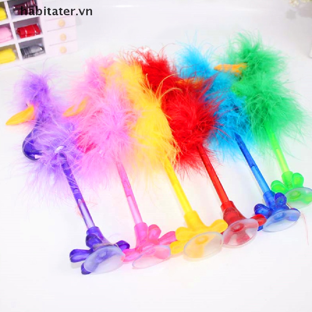 Bút Bi Ngòi 0.7mm Hình Đà Điểu Họa Tiết Lông Vũ Dễ Thương