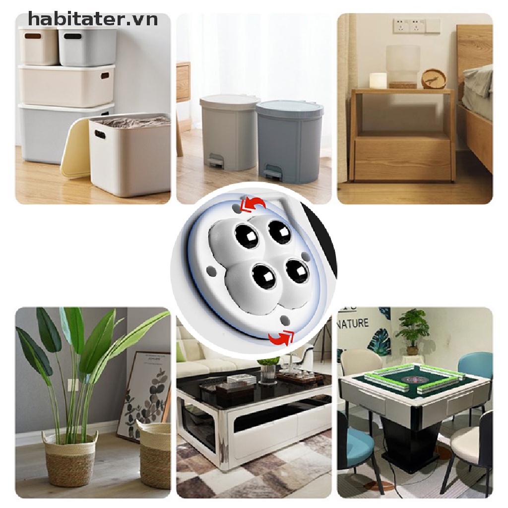 Set 4 Bánh Xe Ròng Rọc 4 Hạt Bằng Thép Không Gỉ Tự Dính Không Gây Tiếng Ồn Cho Hộ Gia Đình