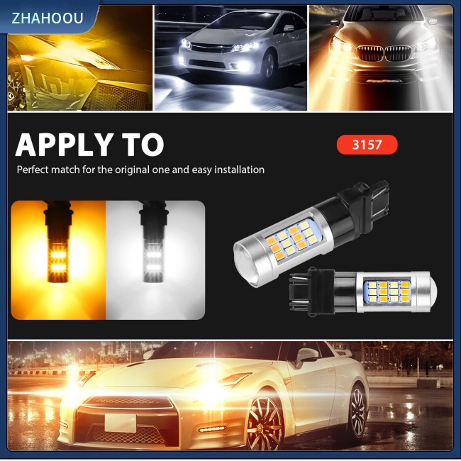 ☃Nhà Cửa☃ Set 4 Bóng Đèn Led Drl 3157 Ánh Sáng Trắng / Hổ Phách Bằng Nhôm Dành Cho Ô Tô