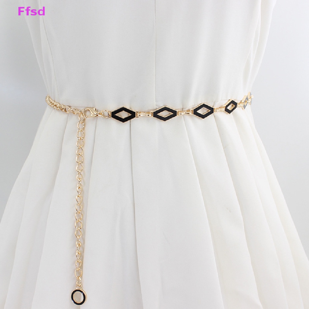 Thắt Lưng Dây Xích Kim Loại Mỏng Điều Chỉnh Được Thời Trang Cho Nữ
