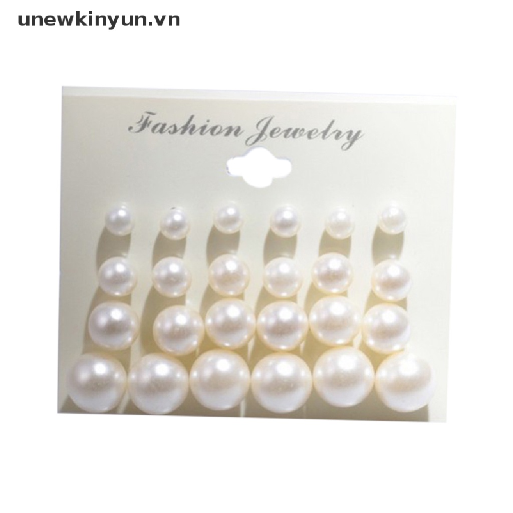 12 Đôi Bông Tai Tròn Đính Ngọc Trai Giả Thời Trang Dành Cho Nữ