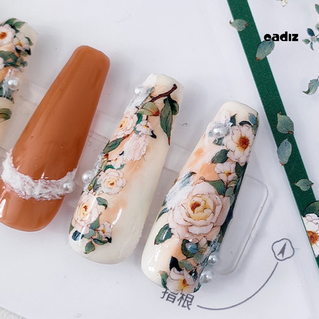 Miếng Dán Móng Tay Tự Dính Không Phai Siêu Mỏng Họa Tiết Hoa Phong Cách Nhật Bản Cho Nữ