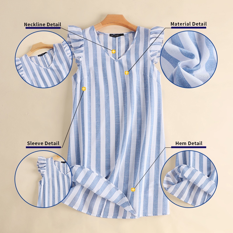 Đầm nữ ZANZEA dáng dài họa tiết sọc thời trang phong cách