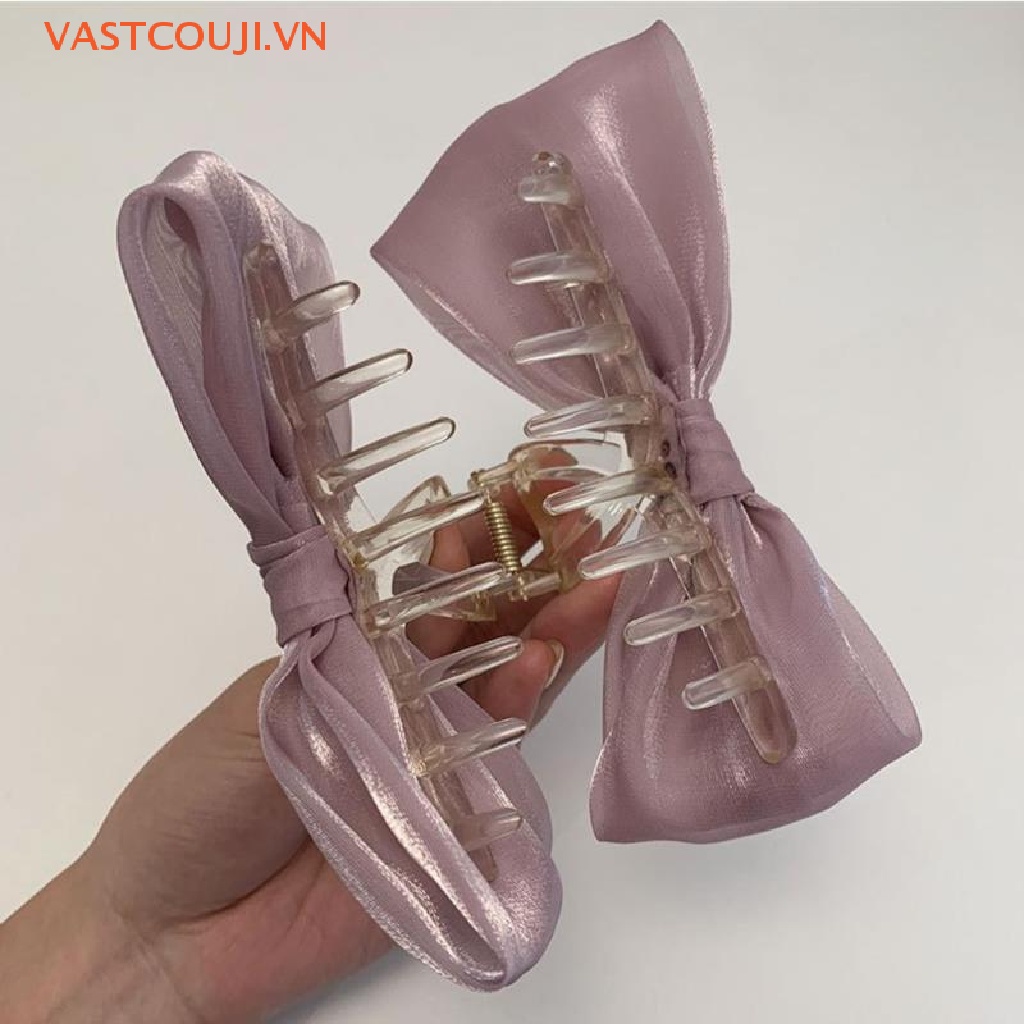 Kẹp Tóc Nơ Lưới Đính Ruy Băng Hình Cá Mập Thời Trang Hàn Quốc Cho Nữ