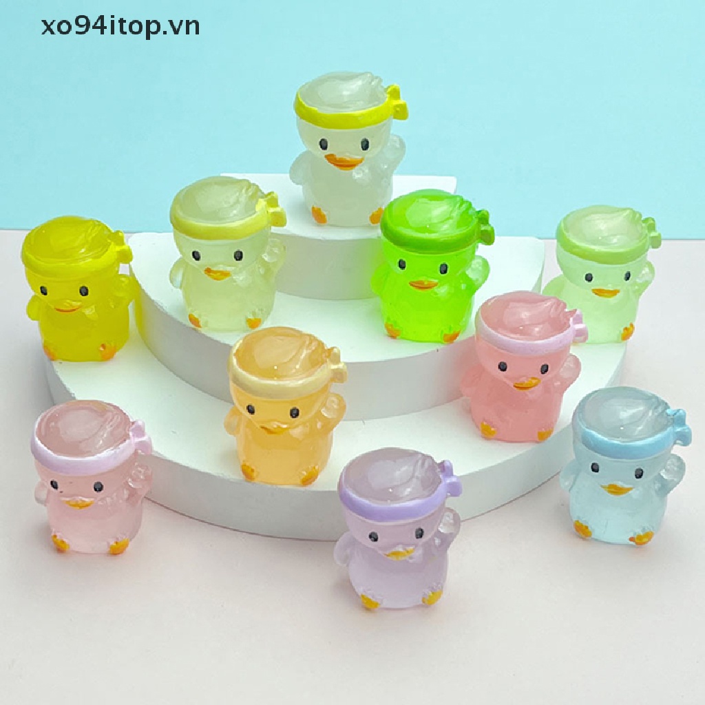Xoitop Set 5 Chú Vịt Nhỏ Bằng Nhựa Phát Sáng Trong Bóng Tối Trang Trí Tiểu Cảnh