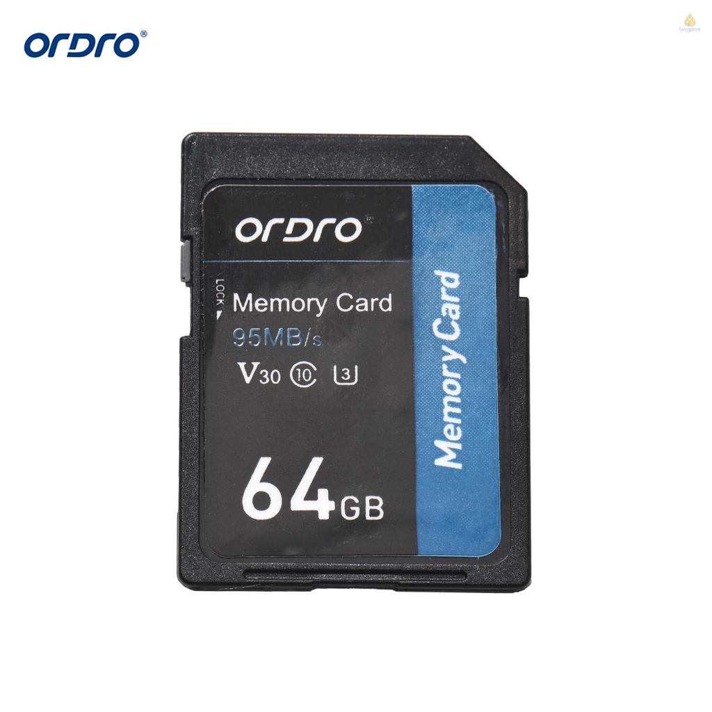 Thẻ Nhớ ORDRO 64GB V30 Class 10 SD 95MB / s Tốc Độ Cao Cho Máy Quay Phim Kỹ Thuật Số