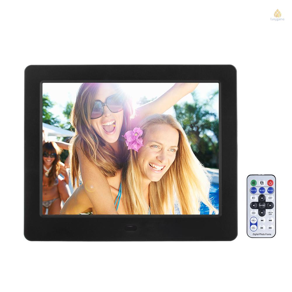 Khung Ảnh Kỹ Thuật Số 8 Inch HD Màn Hình Rộng Độ Phân Giải Cao MP3 MP4 Kèm Điều Khiển Từ Xa Dùng Làm Quà Tặng Giáng Sinh