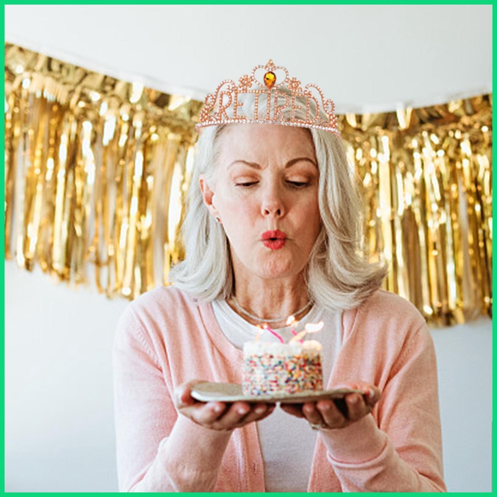 Băng Đô Đính Đá Chữ I 'M Retired Sash Với Vương Miện Chống Trượt Dùng Trang Trí Lễ Hội