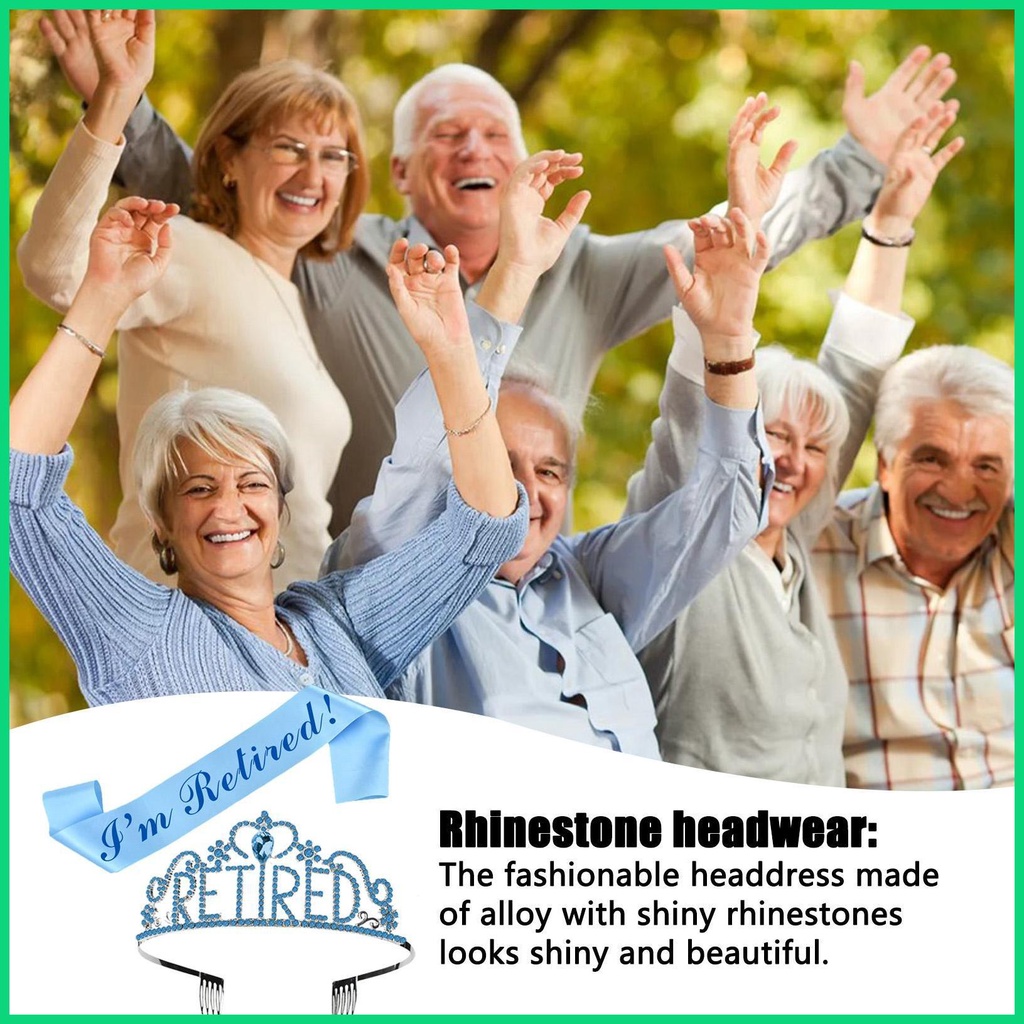 Băng Đô Đính Đá Chữ I 'M Retired Sash Với Vương Miện Chống Trượt Dùng Trang Trí Lễ Hội