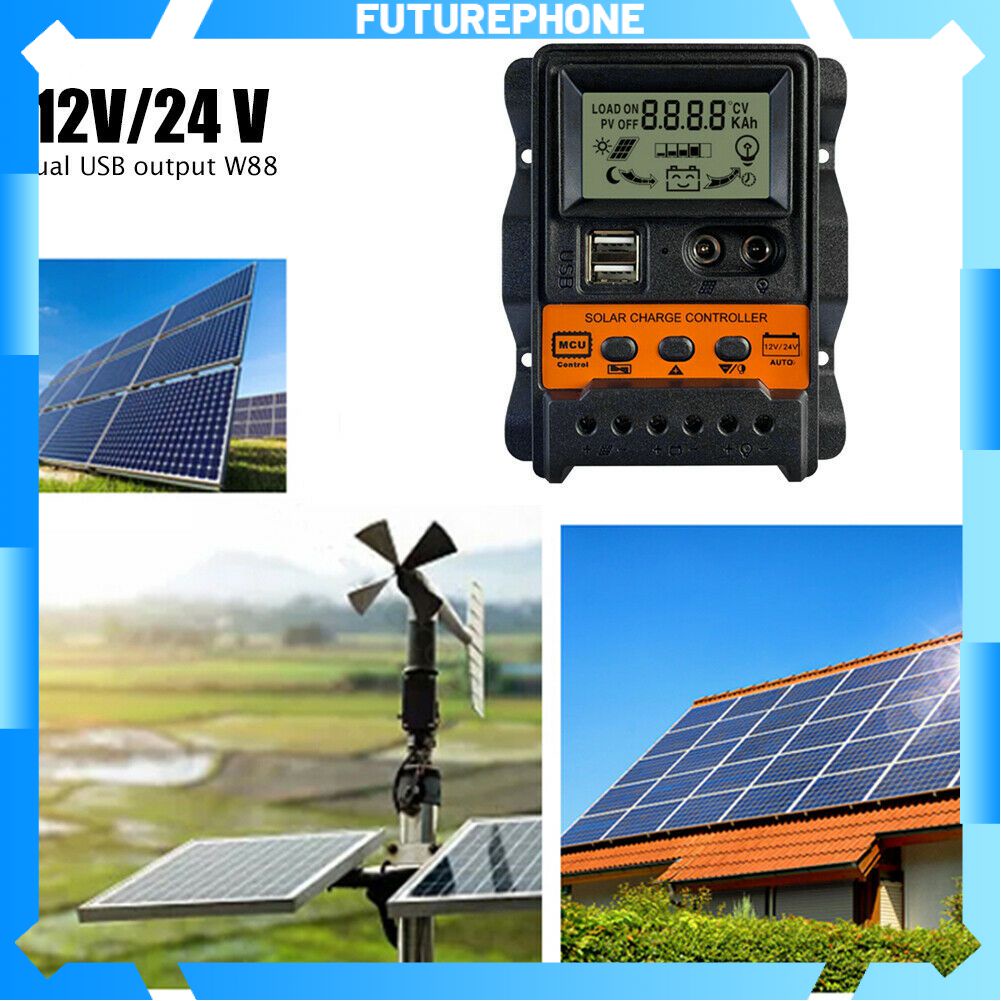 Hàng Mới Về Bộ Điều Khiển Thay Đổi Năng Lượng Mặt Trời 10a 20a 30a Suoer St-s1230 30a 12V 24V Bộ Điều Chỉnh Bộ Sạc Đầu Ra Tấm Pin Mặt Trời Kép Usb 5V Tương Lai