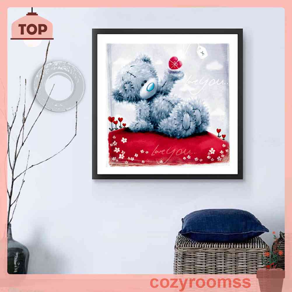 Tranh Đính Đá Kim Cương Toàn Bộ 5D DIY Hình Vẽ Gấu Tình Yêu