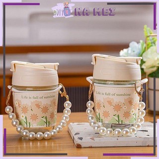 CỐC LY THUỶ TINH 350ML QUAI CẦM NGỌC TRAI THIẾT KẾ XINH XẮN