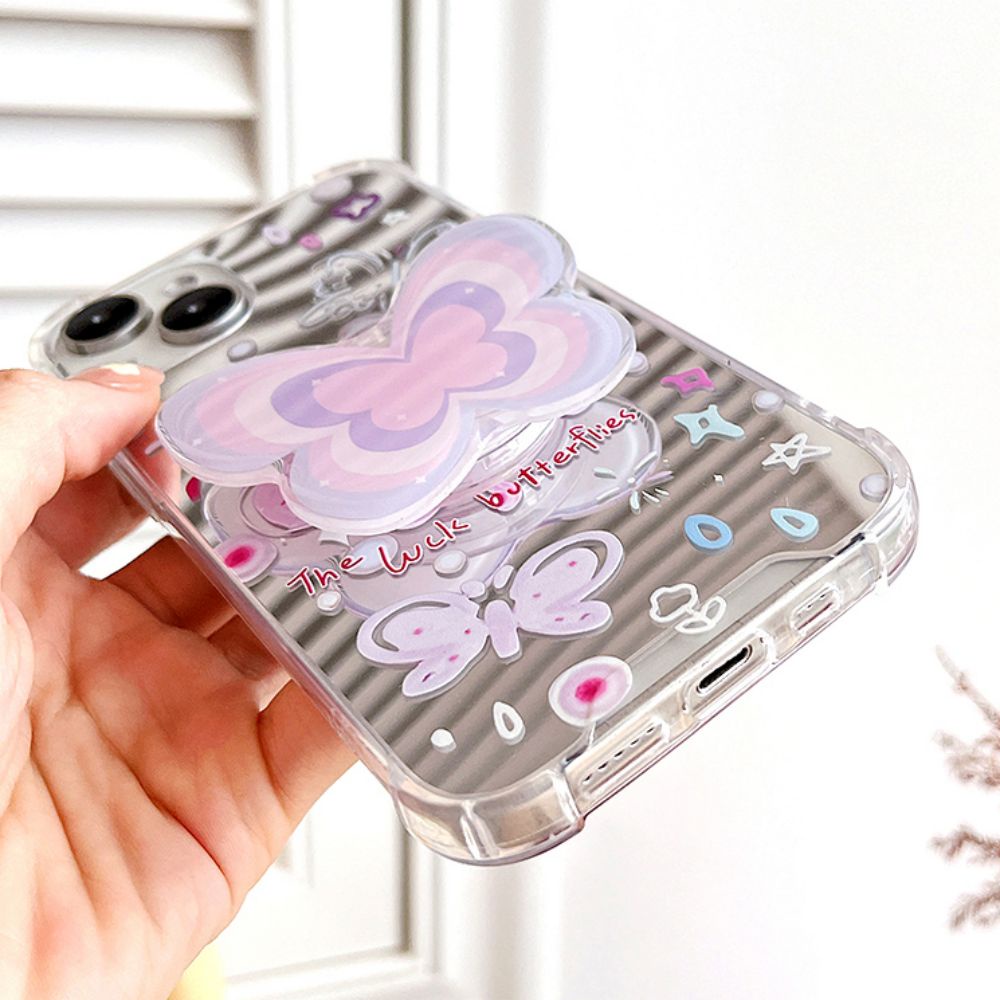 Ốp Điện Thoại TPU Mềm Họa Tiết Bươm Bướm Tráng Gương Bảo Vệ Bốn Góc Chống Rơi Cho IPhone 11 12 13 14 Pro Max