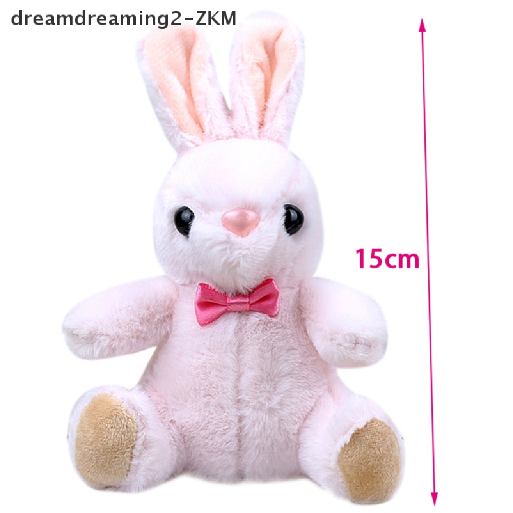Móc Khóa Thỏ Nhồi Bông Màu Trắng Hồng Dễ Thương Dùng Trang Trí Túi Xách / Quà Sinh Nhật DIY