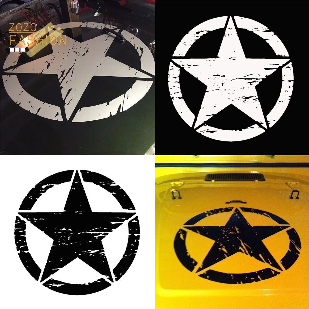 Đề Can Vinyl Phản Quang Hình Ngôi Sao Quân Đội Trang Trí Cửa Sổ Xe Hơi