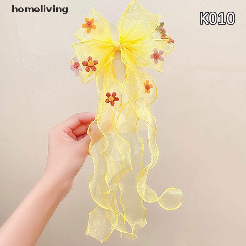 Kẹp Tóc Ruy Băng Dài Hình Bông Hoa Dễ Thương Thời Trang Xuân Hè Cho Bé Gái