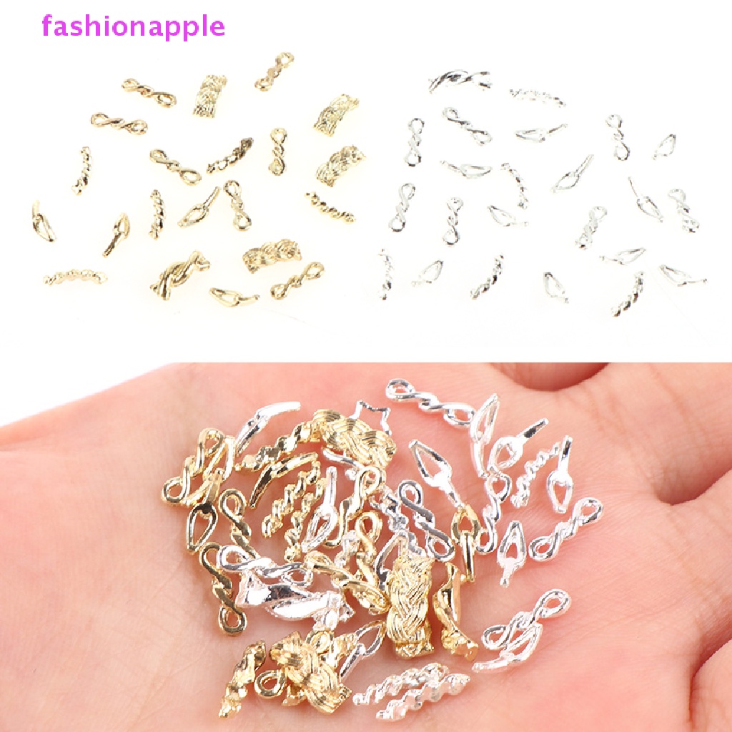 Set 10 / 20 Dây Xích Kim Loại Màu Vàng / Bạc Trang Trí Móng Tay Nghệ Thuật