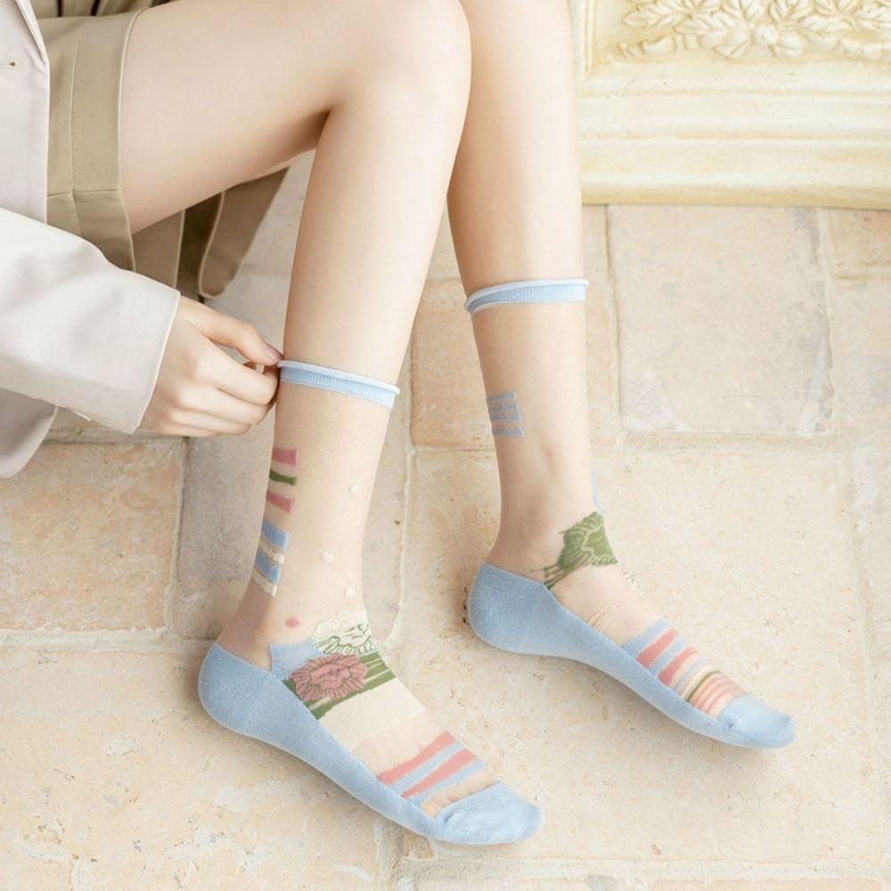 Tất Lưới Trong Suốt Họa Tiết Hoa 15H Phong Cách Harajuku Nhật Bản Đáng Yêu