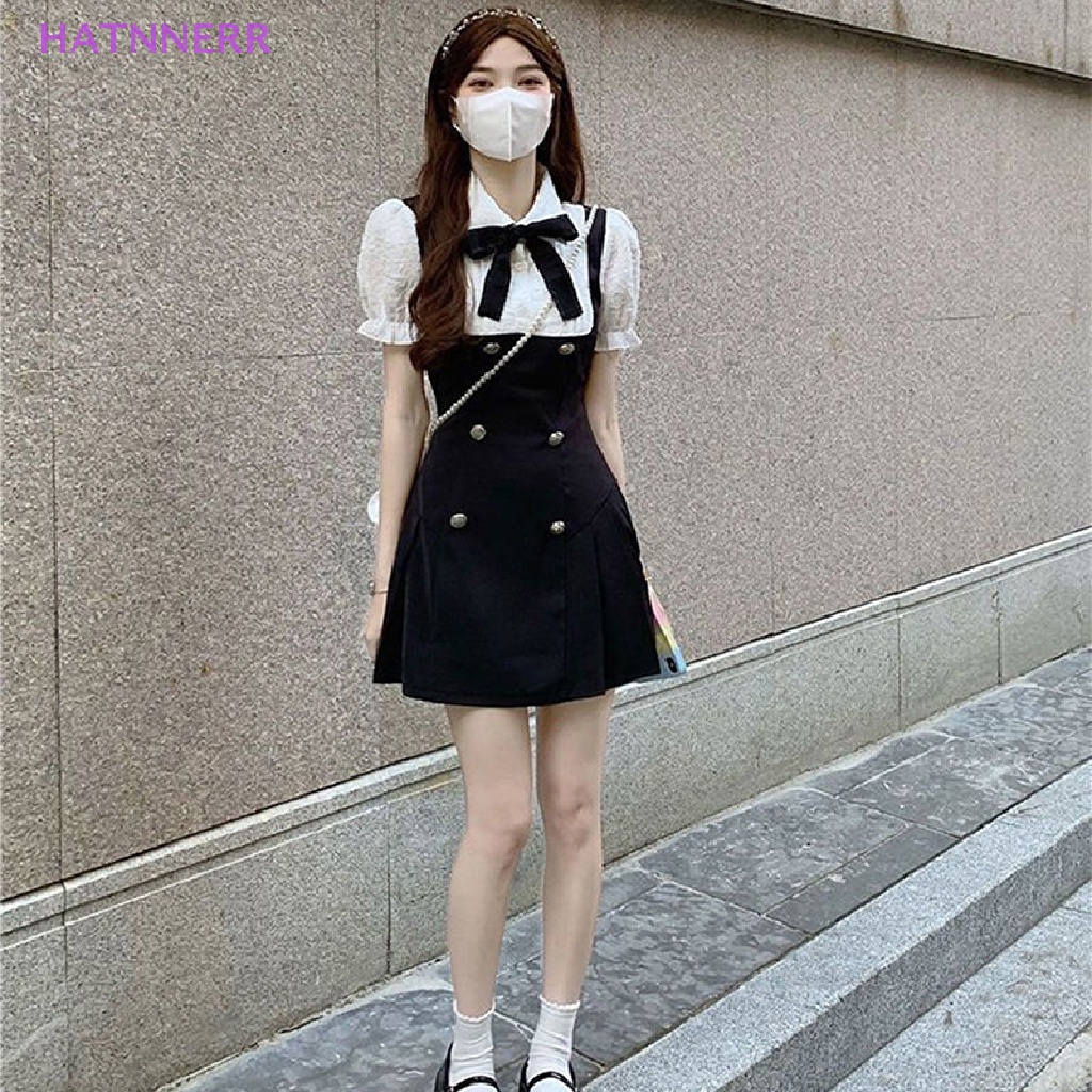 Đầm Mini Giả Hai Lớp Tay Phồng Phong Cách Pháp Thanh Lịch Cho Nữ FHS