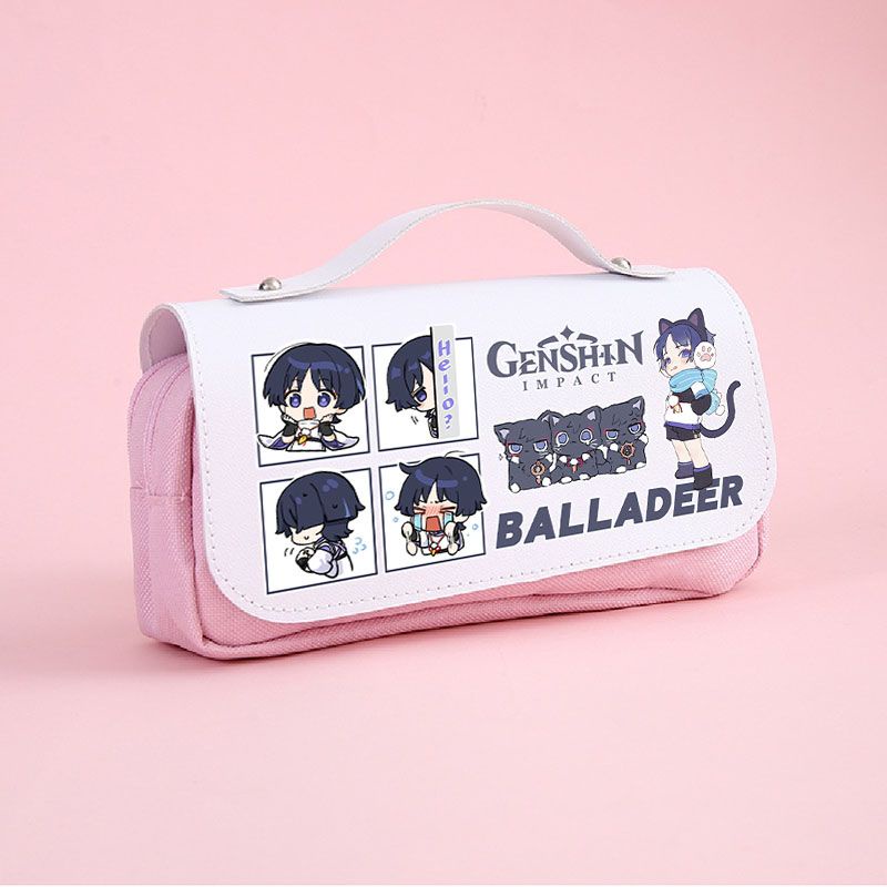 Genshin Impact Peripheral Pencil Bag Scaramouche/Wanderer Student Primary Girls Boys Stationery Box Pencil Bag Storage Large Capacity