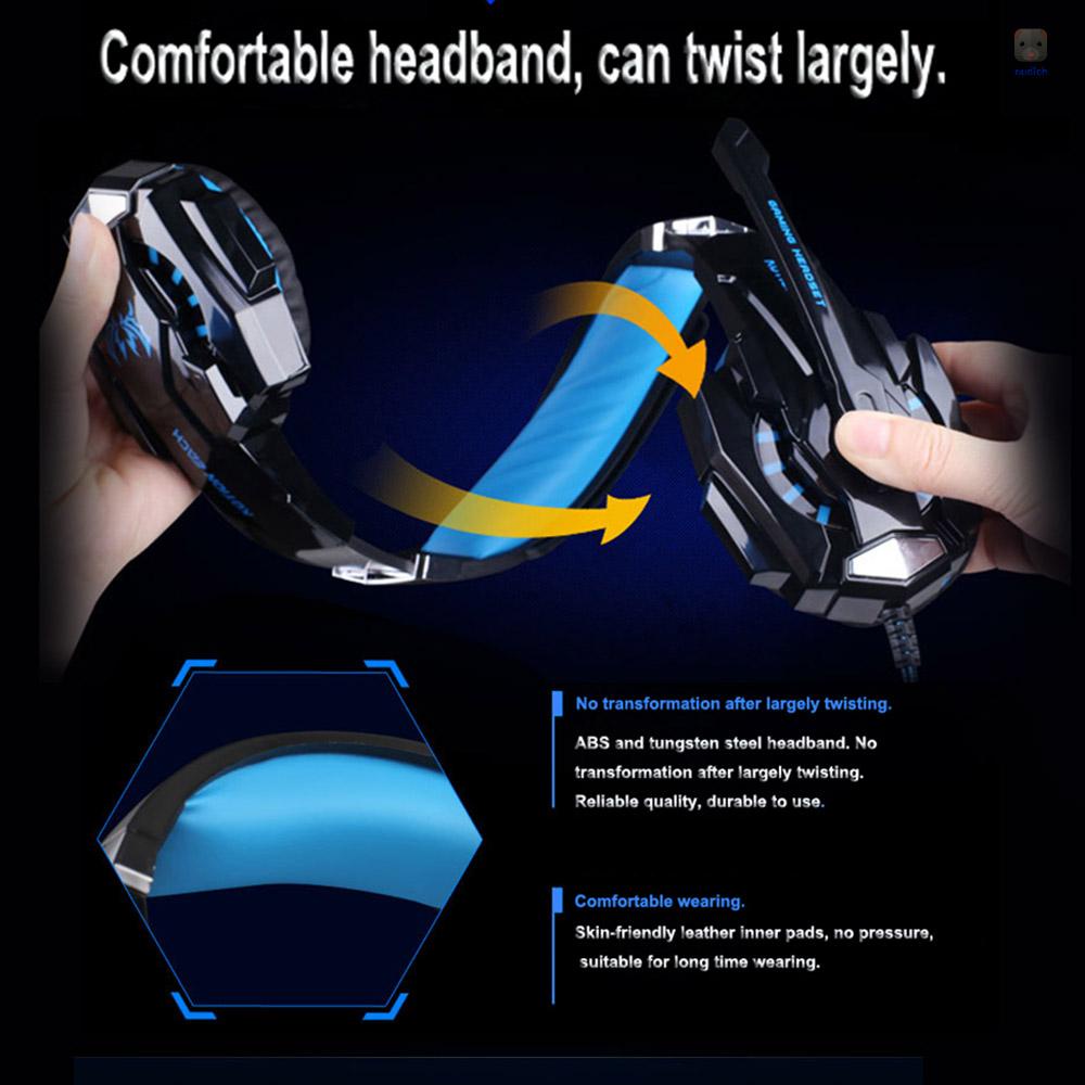 Tai Nghe Chụp Tai KOTION EACH G9000 3.5mm Chống Ồn Có Mic Và Đèn LED Điều Chỉnh Âm Lượng Cho PS4 / Laptop / Máy Tính Bảng / Điện Thoại Di Động