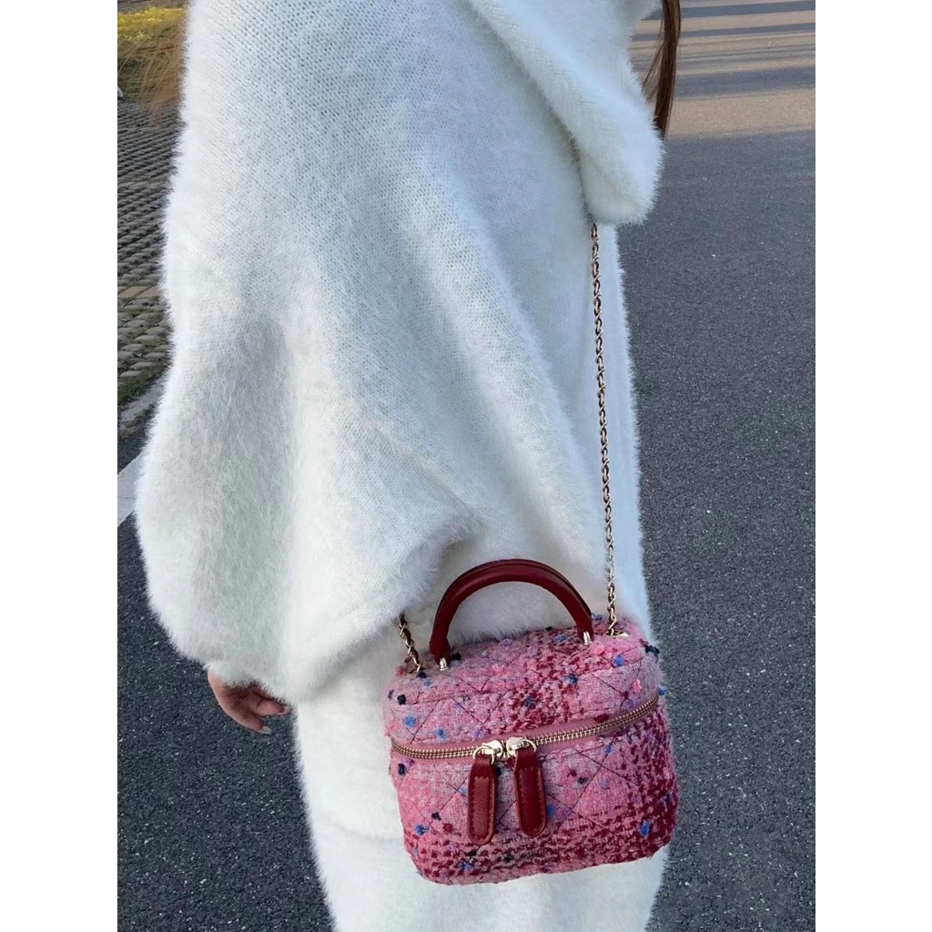 Xiaozhong Xiaoxiangfeng Túi Xách Đeo Chéo Mini Vải Nhung Phối Dây Xích Thời Trang Dành Cho Nữ