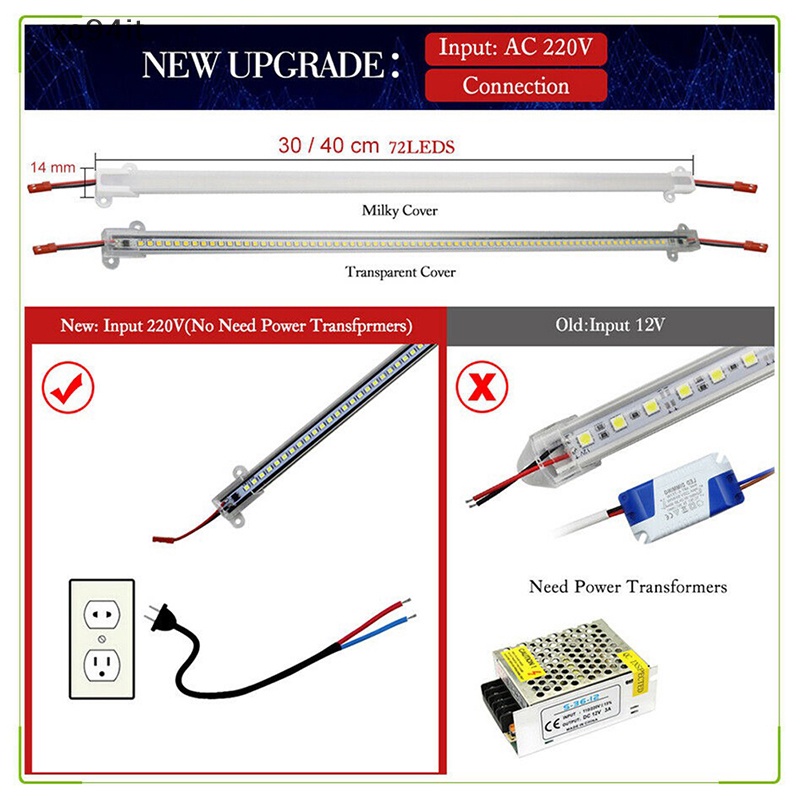 Thanh Đèn LED 72 Bóng 2835 30cm 40cm Xt AC220V Tiết Kiệm Điện