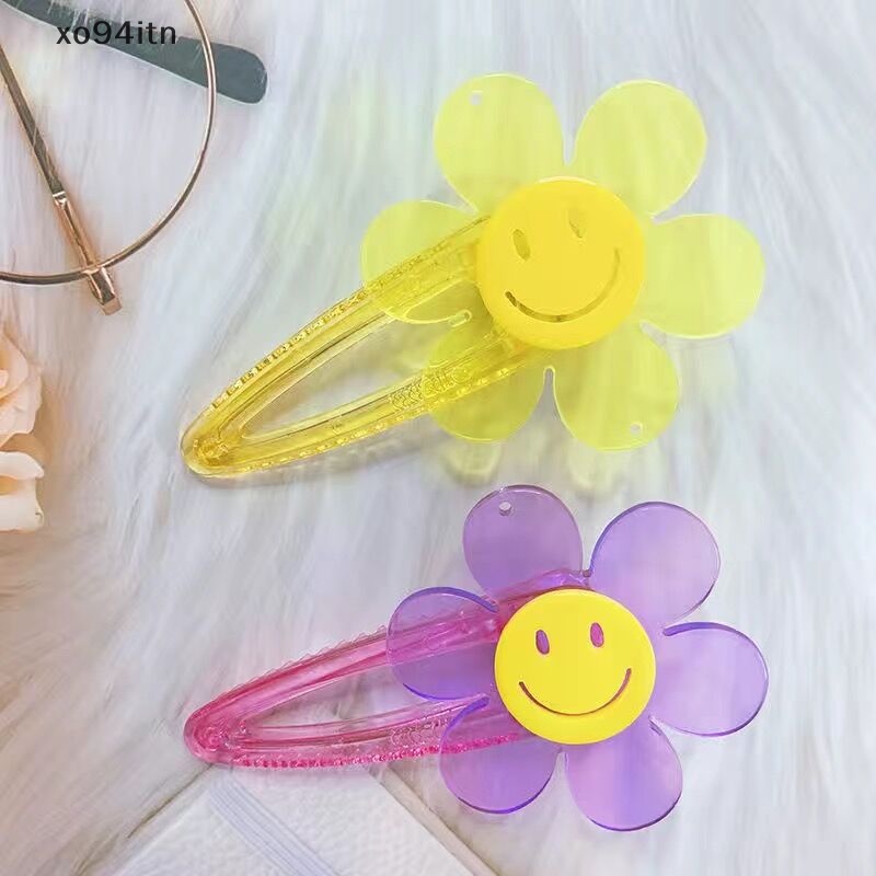 Kẹp Tóc Hình Hoa Hướng Dương Mặt Cười Bằng Acrylic Trong Suốt Cho Bé Gái tn 2023