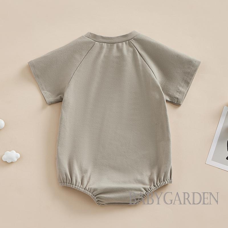 Áo Liền Quần Ngắn Tay Cổ Tròn In Chữ Thời Trang Mùa Hè Cho Bé Trai 0-24 Tháng Tuổi