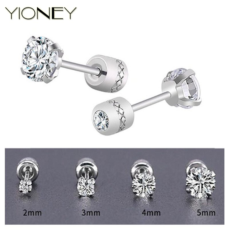 1 Đôi Bông Tai Titan Không Gỉ Đính Đá Zircon Cho Nam Nữ