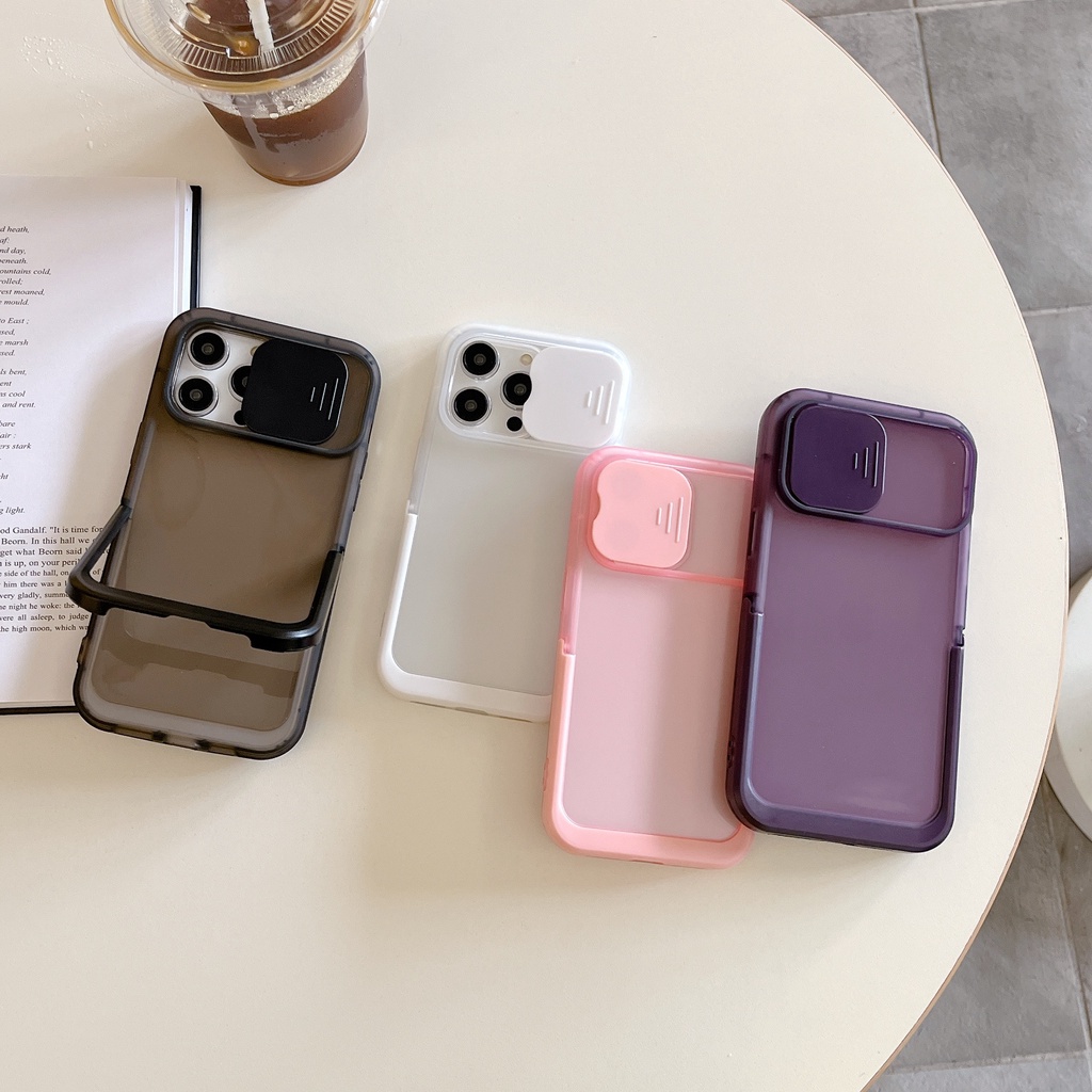 Ốp Điện Thoại TPU Silicon Mềm Trong Suốt Chống Rơi Với Giá Đứng Tàng Hình Cho iPhone 14 12 11 13 Pro Max 14 Plus