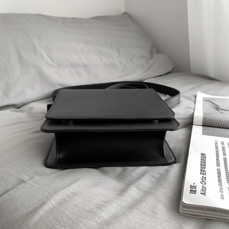 Túi Đeo Chéo Vai Bằng Da PU Hình Hộp Vuông Dành Cho Nam Nữ