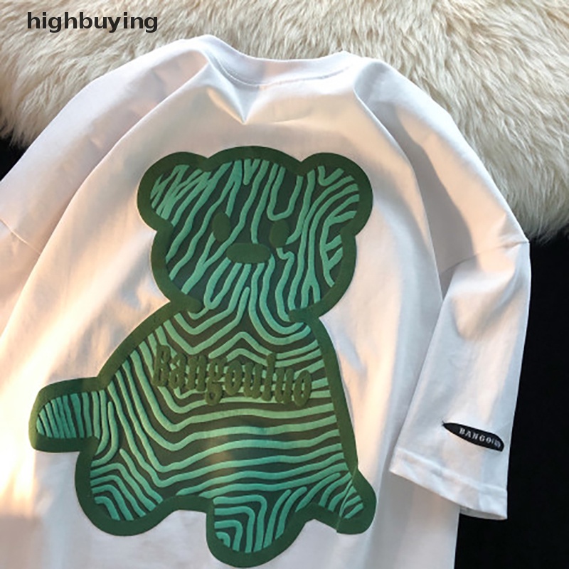 Áo Thun Tay Ngắn Cổ Tròn In Hình Gấu Phong Cách Retro Cho Nữ