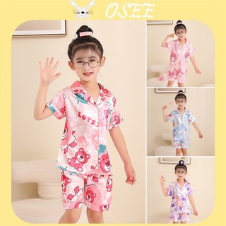 Bộ đồ ngủ bằng lụa satin tay ngắn dành cho mẹ và bé