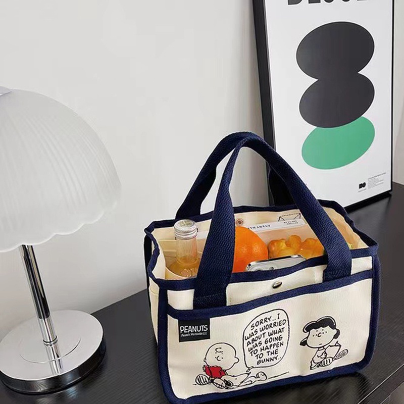 Túi tote Vải canvas Sức Chứa Lớn Đa Năng In Họa Tiết Hoạt Hình snoopy Dễ Thương Cho Nữ