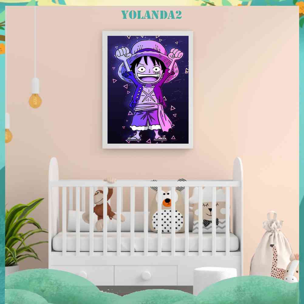 Tranh Đính Đá Kim Cương Toàn Bộ 5D DIY Hình Vẽ Khỉ Luffy Thủ Công Trang Trí Nhà