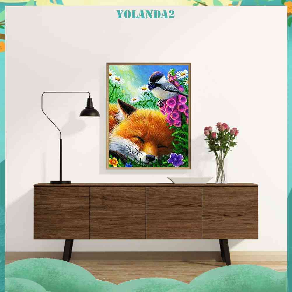 Tranh Đính Đá Kim Cương Toàn Bộ 5D DIY Hình Vẽ Cáo Đang Ngủ