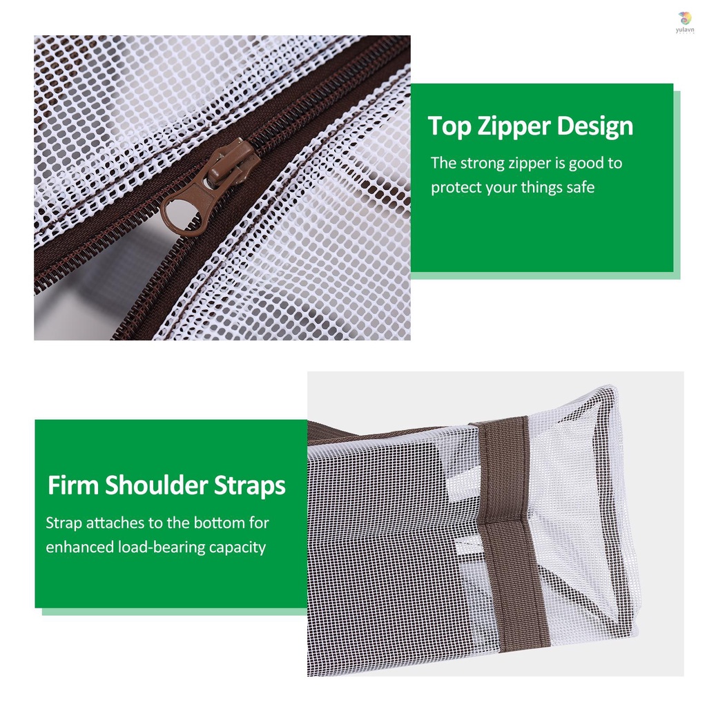 Túi Lưới Đựng Đồ Chơi Đi Biển / Dã Ngoại / 1 Bên Trong Bằng Vải Chống Thấm Nước Gọn Nhẹ Có Khóa Kéo Tiện Dụng