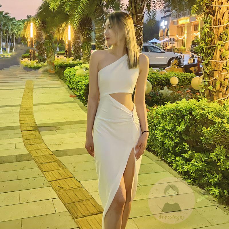 Đầm Dài Không Tay Xẻ Tà Giả Hai Mảnh Màu Sắc Thời Trang Mùa Hè Cho Nữ